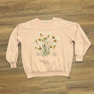 Vintage 80s Pink Petal Pets Dandelion Skagway Alaska Crewneck Sweatshirt Size XL